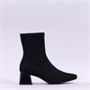 Miss Elastic Fax Block Heel Ankle Boot - Black Stretch
